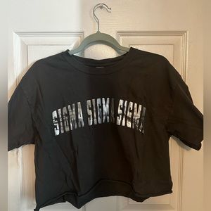 Tri Sigma shirt. Chrome sigma sigma sigma lettering. Cropped